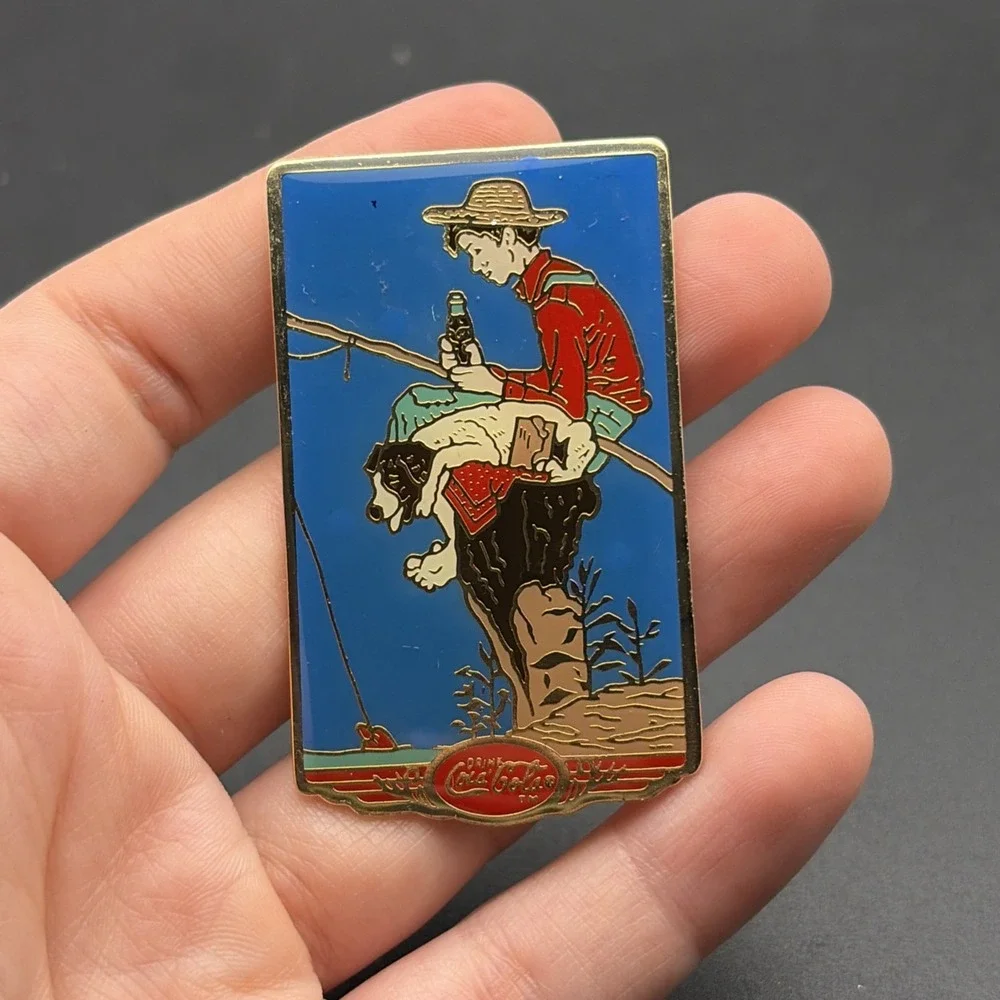 Coca Cola Coke Boy Fishing With His Dog Lapel Hat‎ Pin